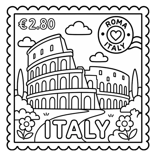 World of Stamps — Landmarks — sample coloring page
